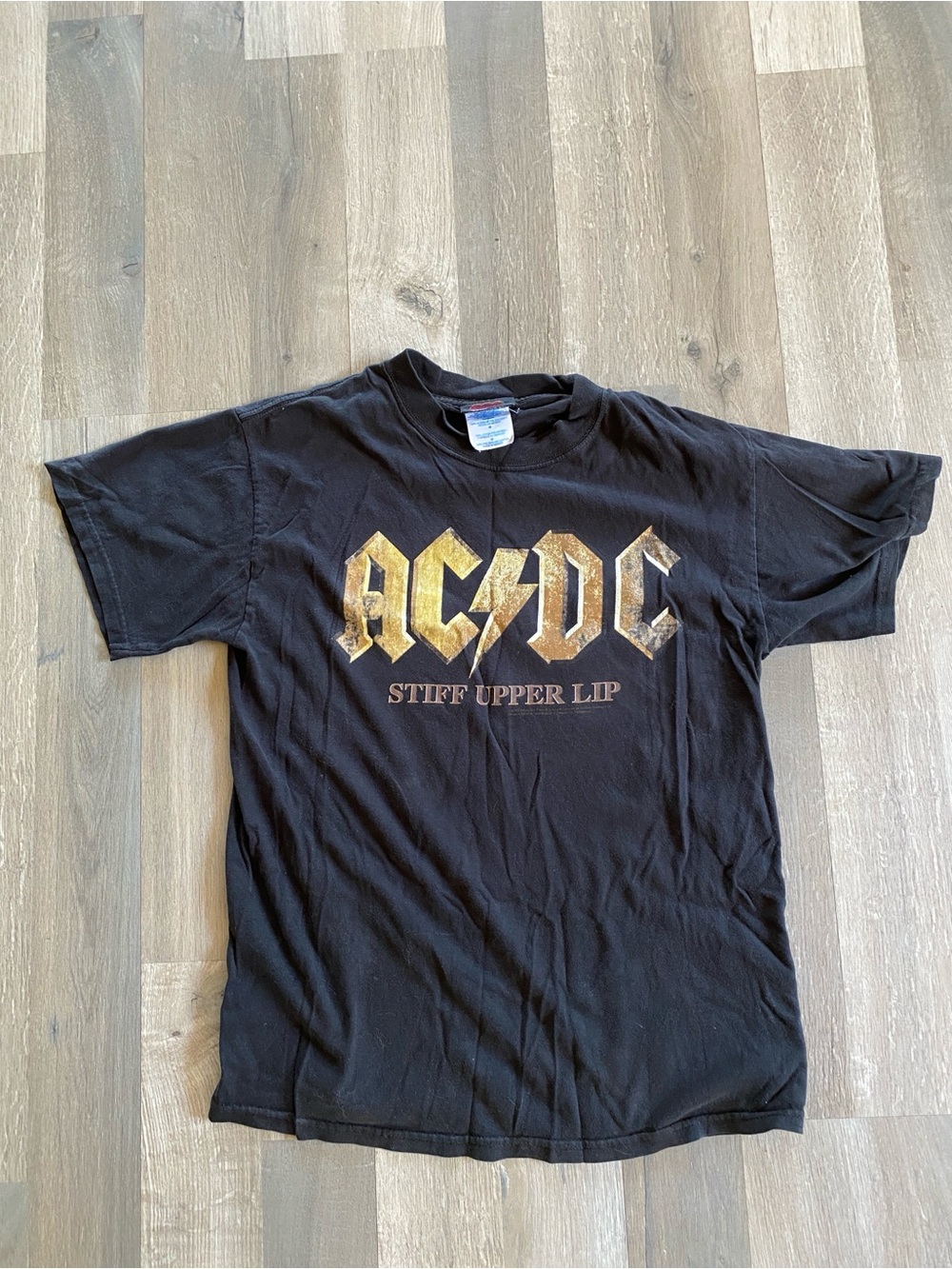 Authentic vintage AC/DC Black Tee with Metallic Gold Logo